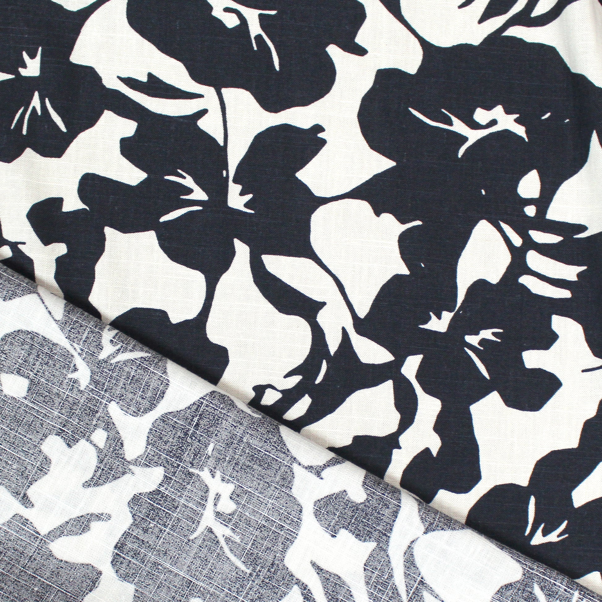 'floral silhouette' Ecovero/linen woven, Oeko-Tex cert.