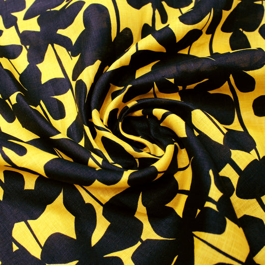 British designer floral linen dressweight woven