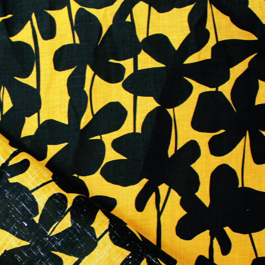 British designer floral linen dressweight woven