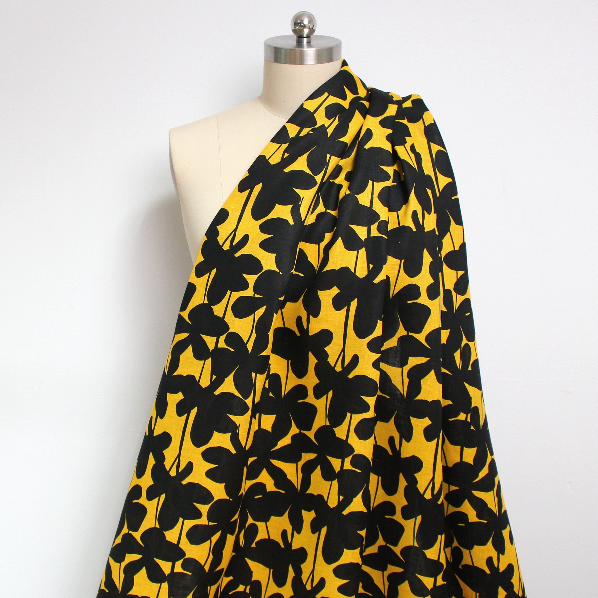 British designer floral linen dressweight woven