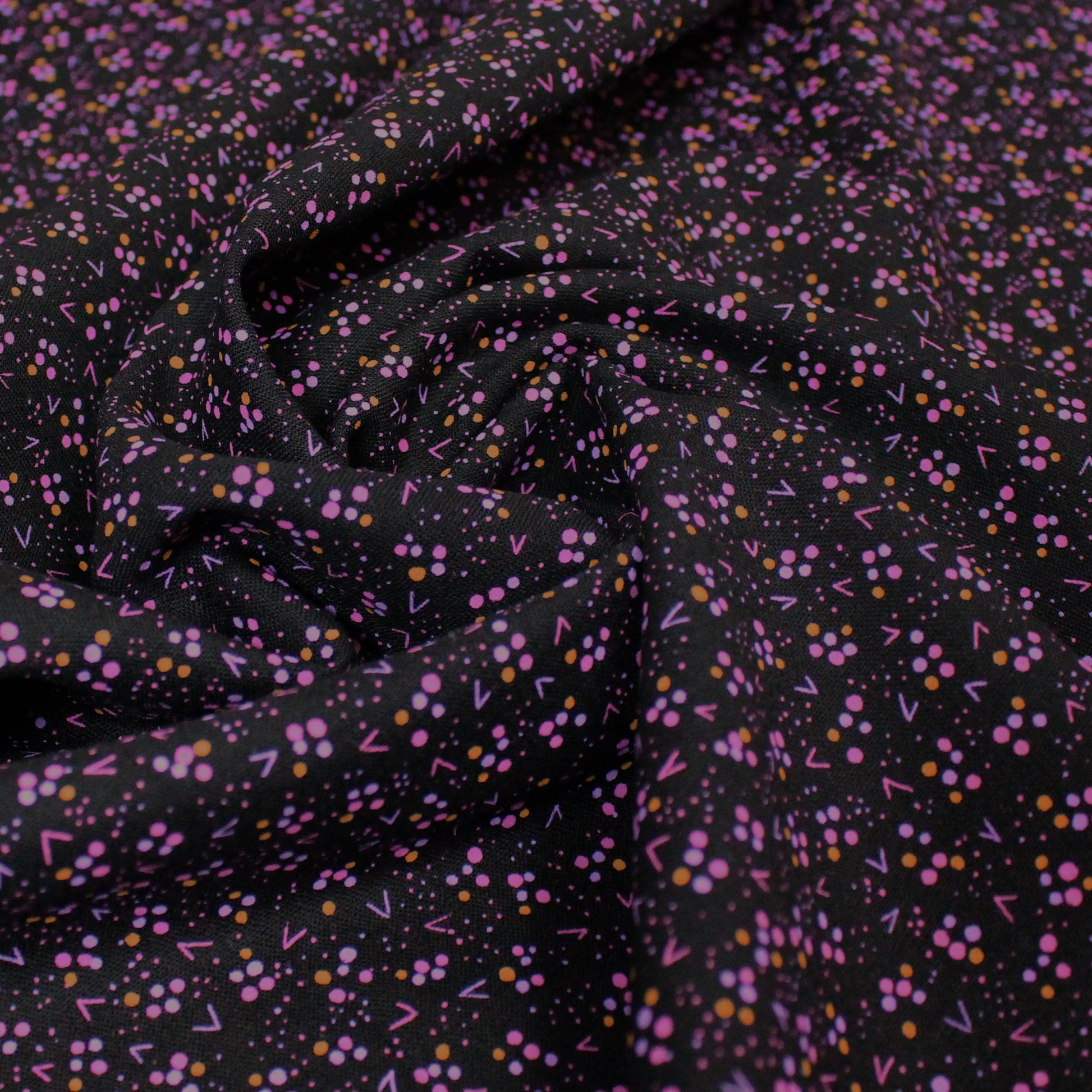 Italian 'orchid pops' printed virgin wool dressweight woven