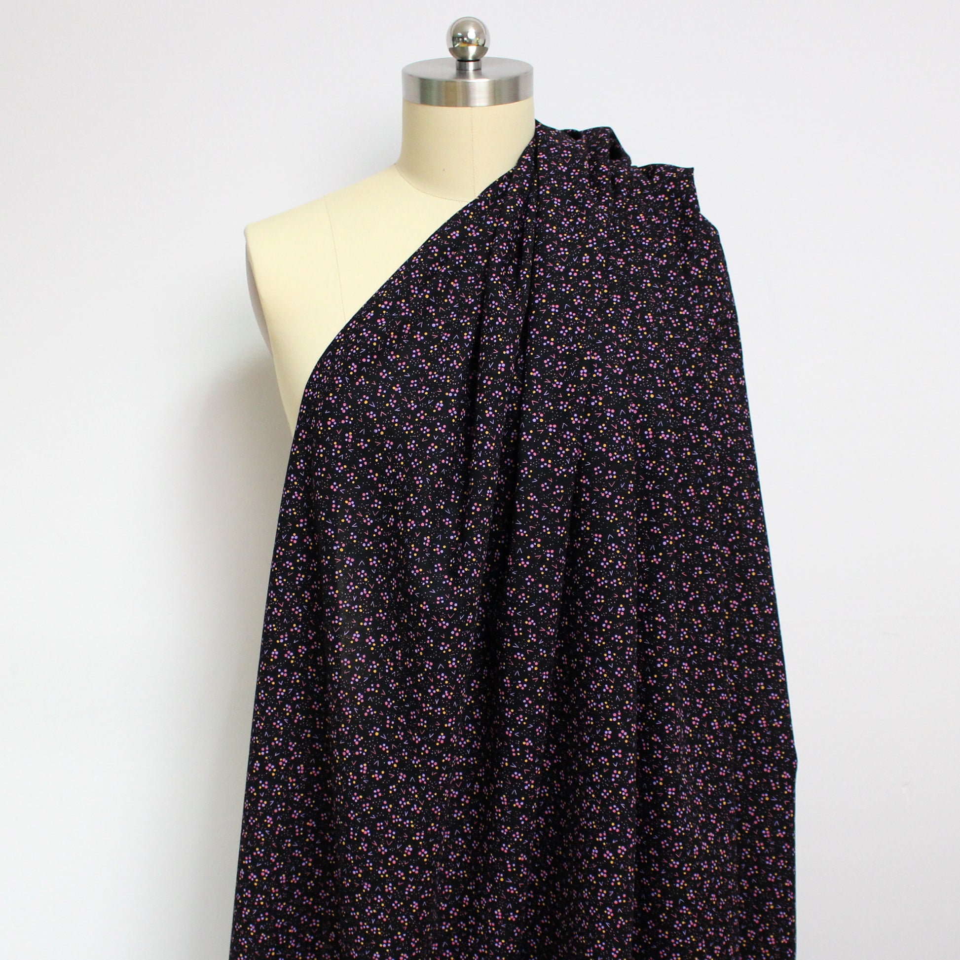 Italian 'orchid pops' printed virgin wool dressweight woven