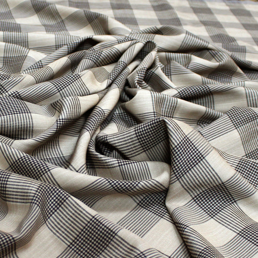 Italian yarn-dyed plaid viscose stretch woven