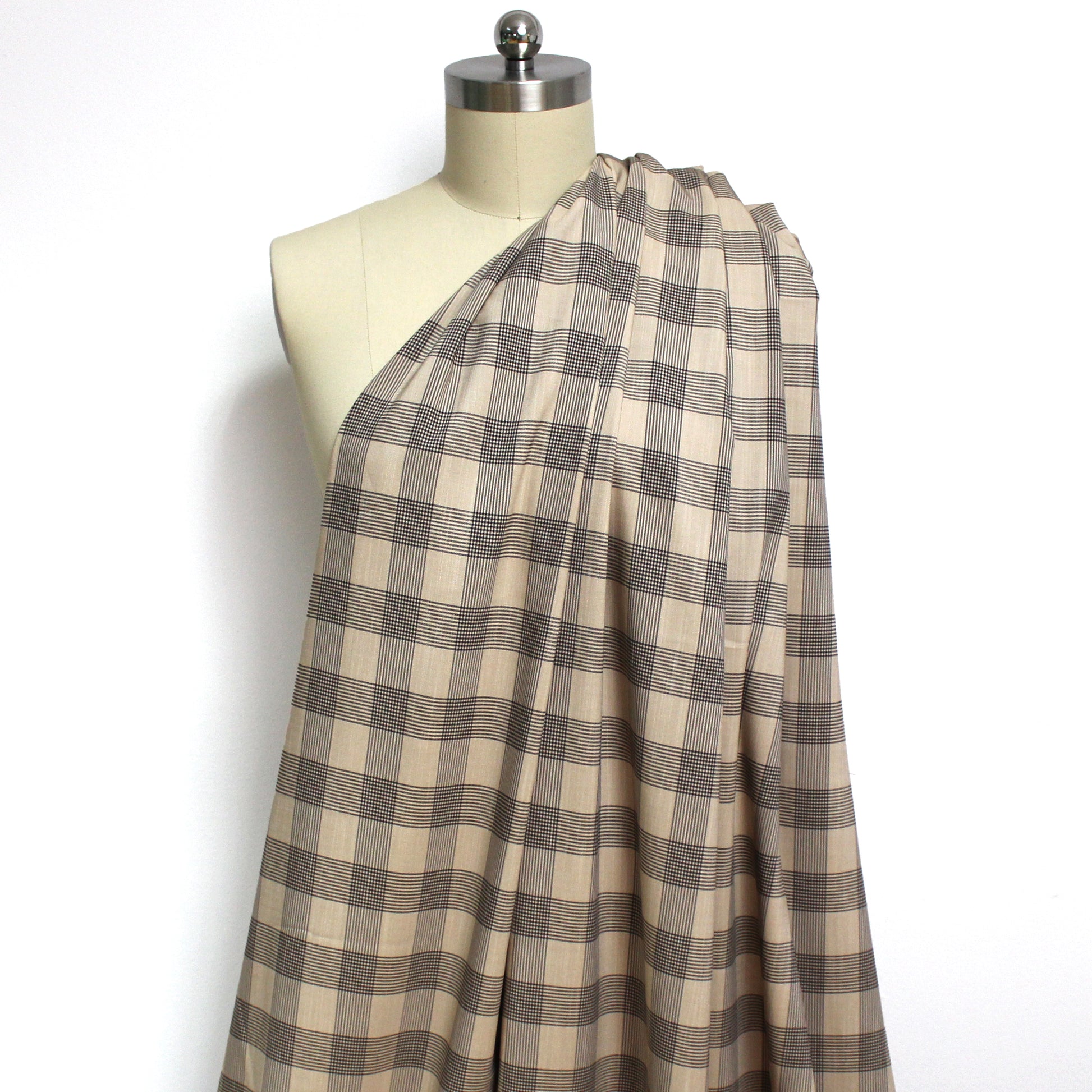 Italian yarn-dyed plaid viscose stretch woven
