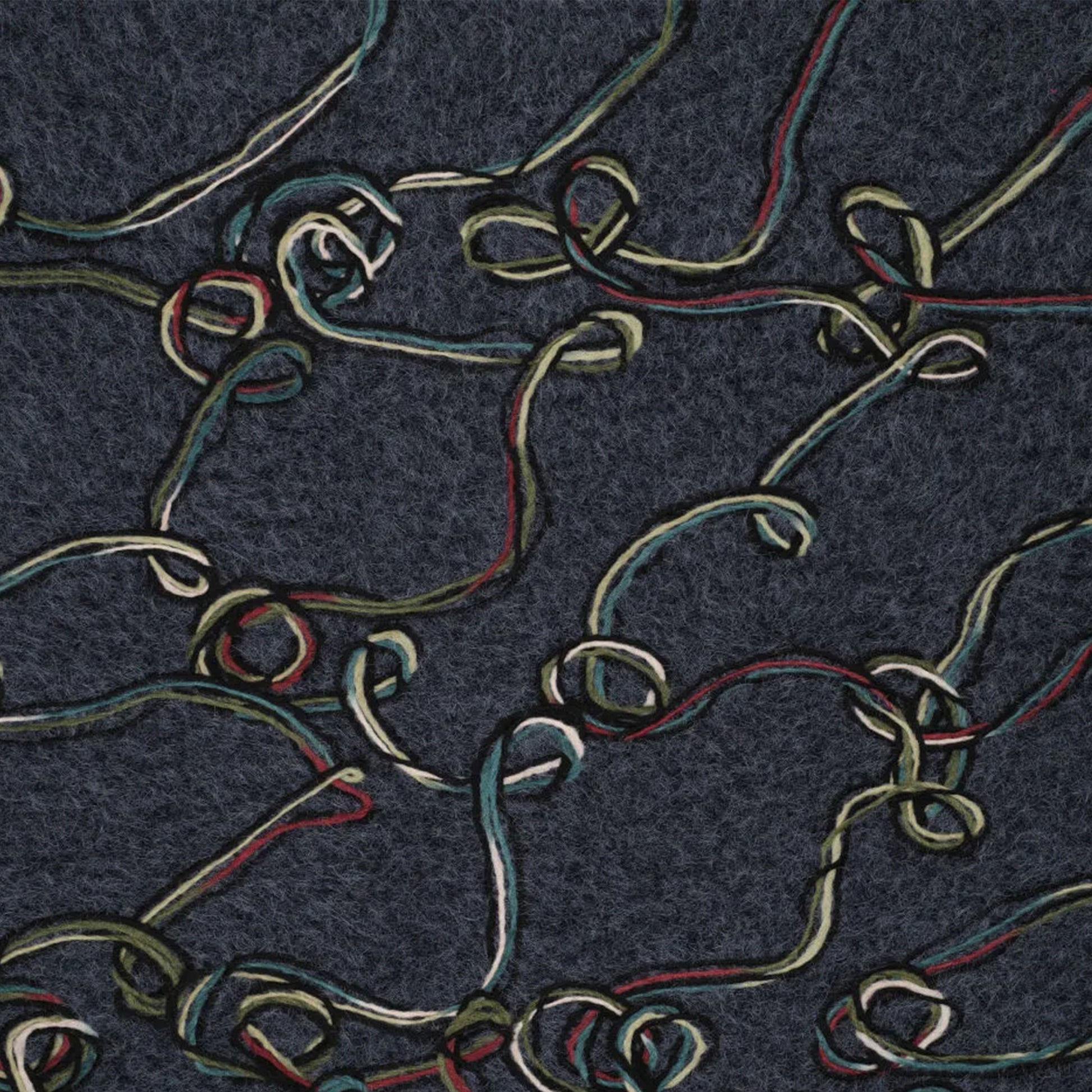 'yarn scramble' embroidered boiled knit coating - dusky blue