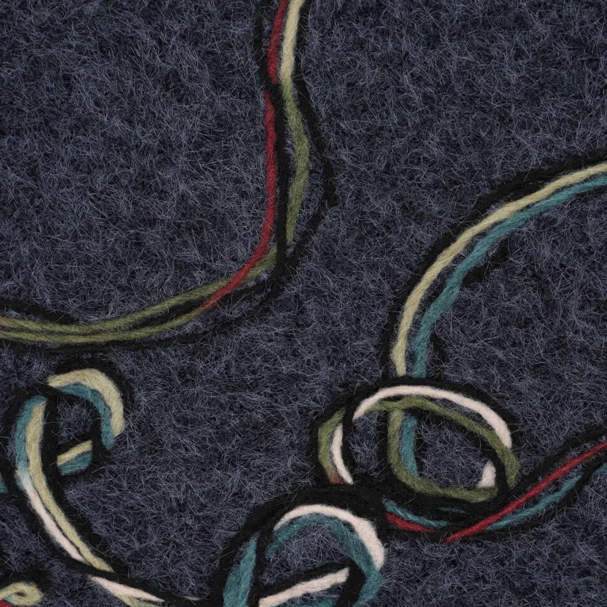 'yarn scramble' embroidered boiled knit coating - dusky blue