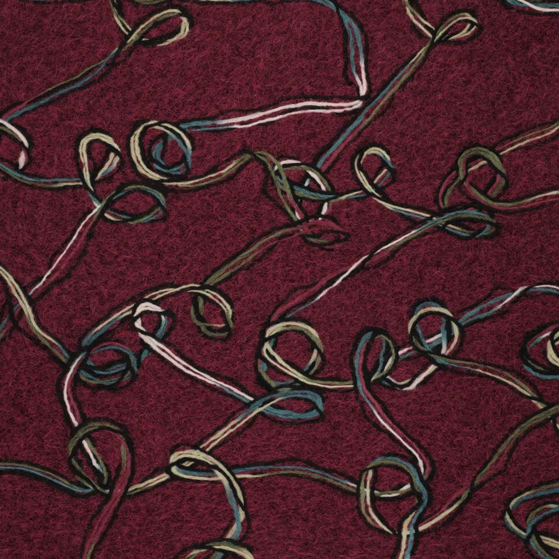 'yarn scramble' embroidered boiled knit coating - wine