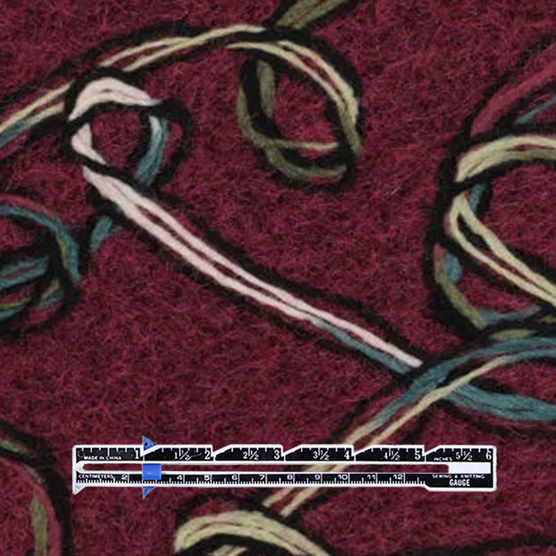 'yarn scramble' embroidered boiled knit coating - wine