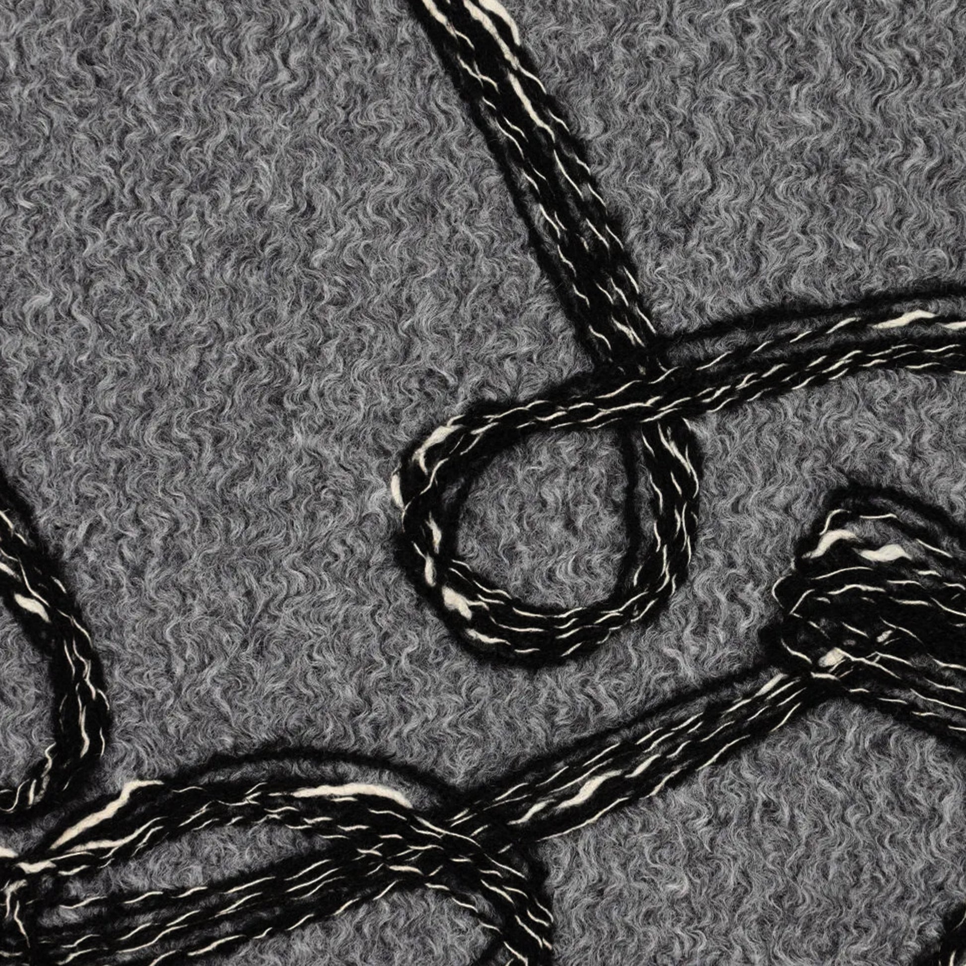 'yarn scramble' embroidered boucle knit coating - charcoal