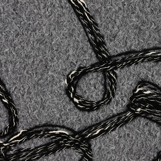 'yarn scramble' embroidered boucle knit coating - charcoal