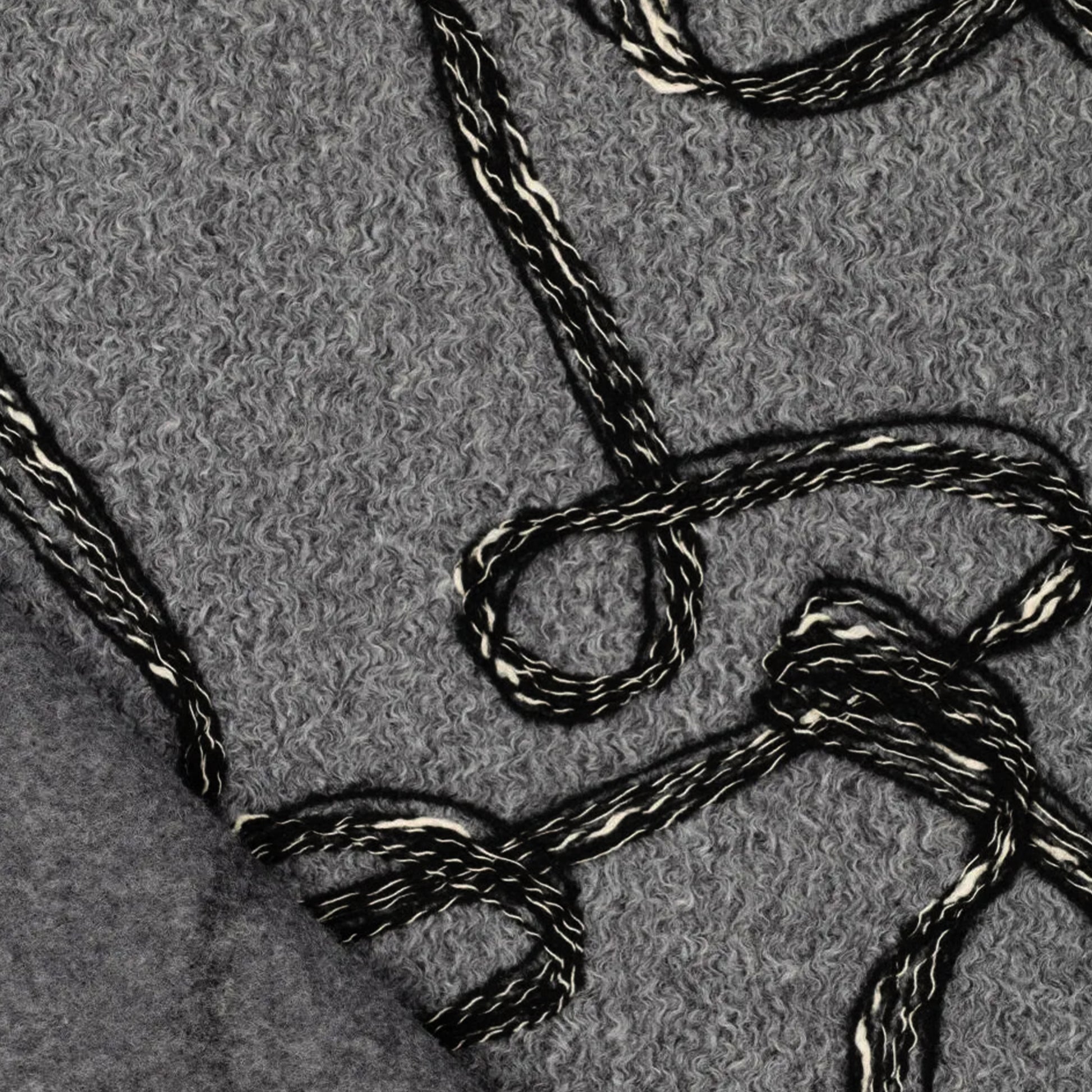 'yarn scramble' embroidered boucle knit coating - charcoal