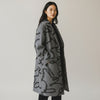 'yarn scramble' embroidered boucle knit coating - charcoal