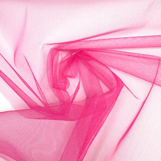 Italian, sheer and structured crisp mesh - hot pink