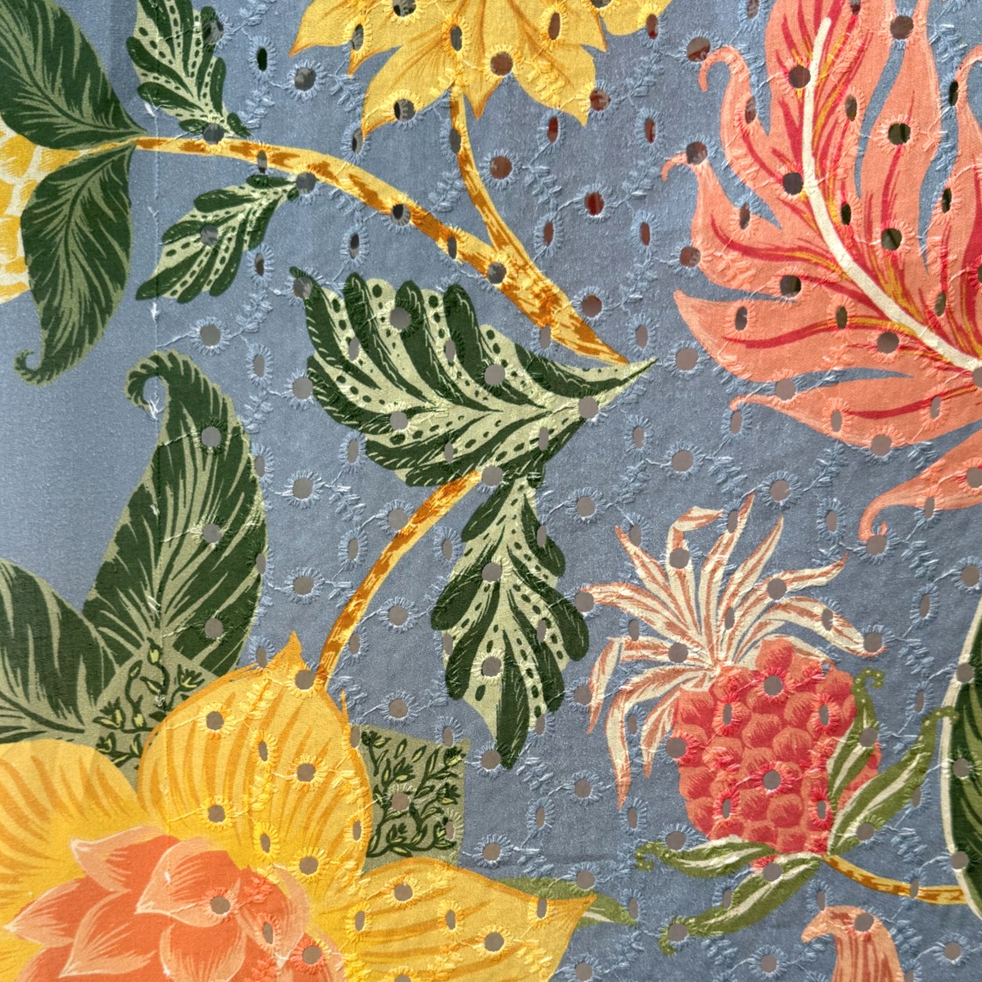 'holiday' embroidered all-cotton overprinted eyelet