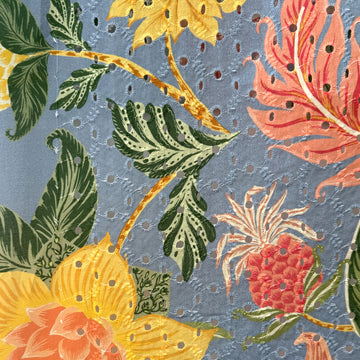 'holiday' embroidered all-cotton overprinted eyelet