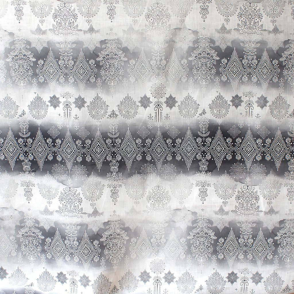 European 'floral medallion' linen dressweight woven