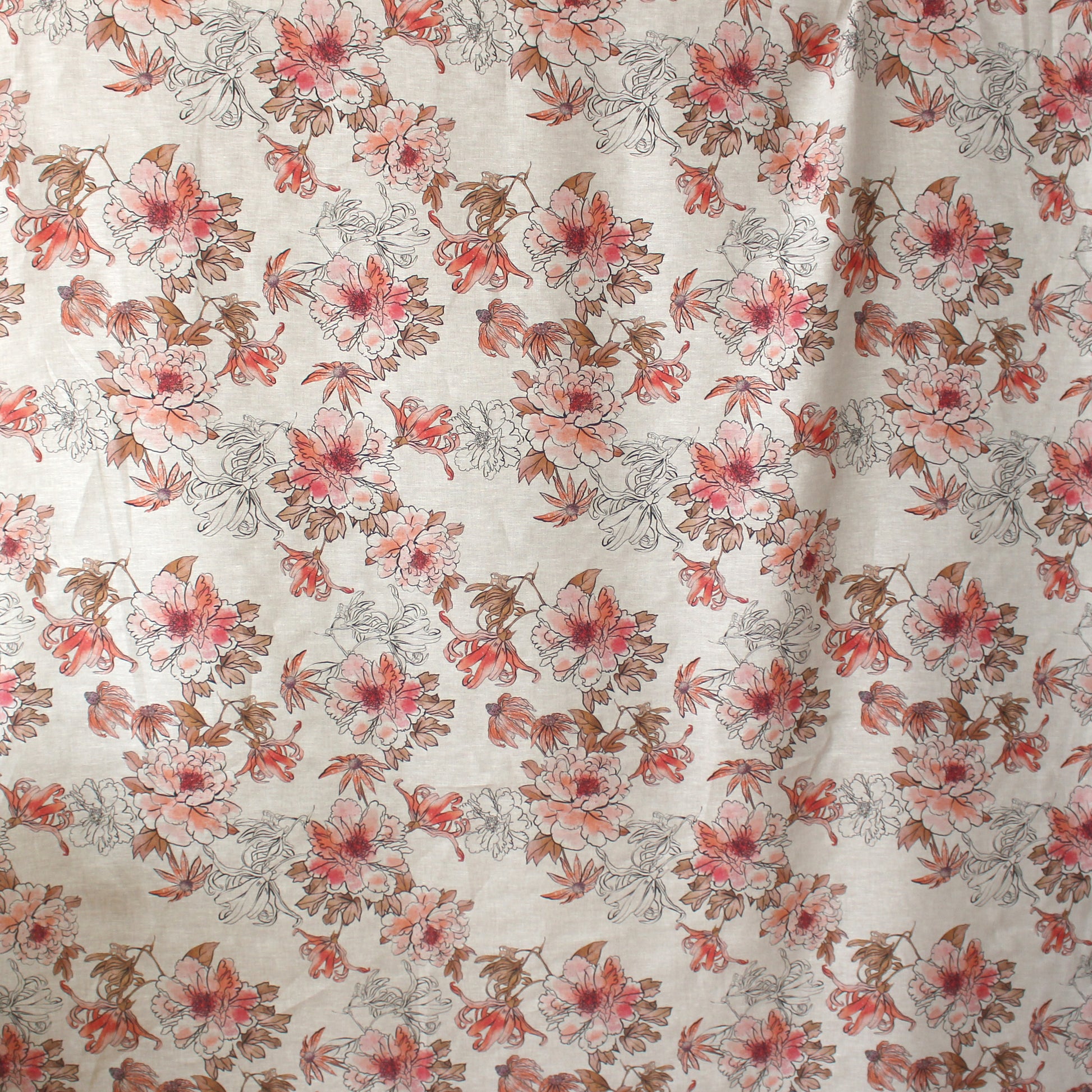 European 'midsummer garden' raw linen dressweight woven