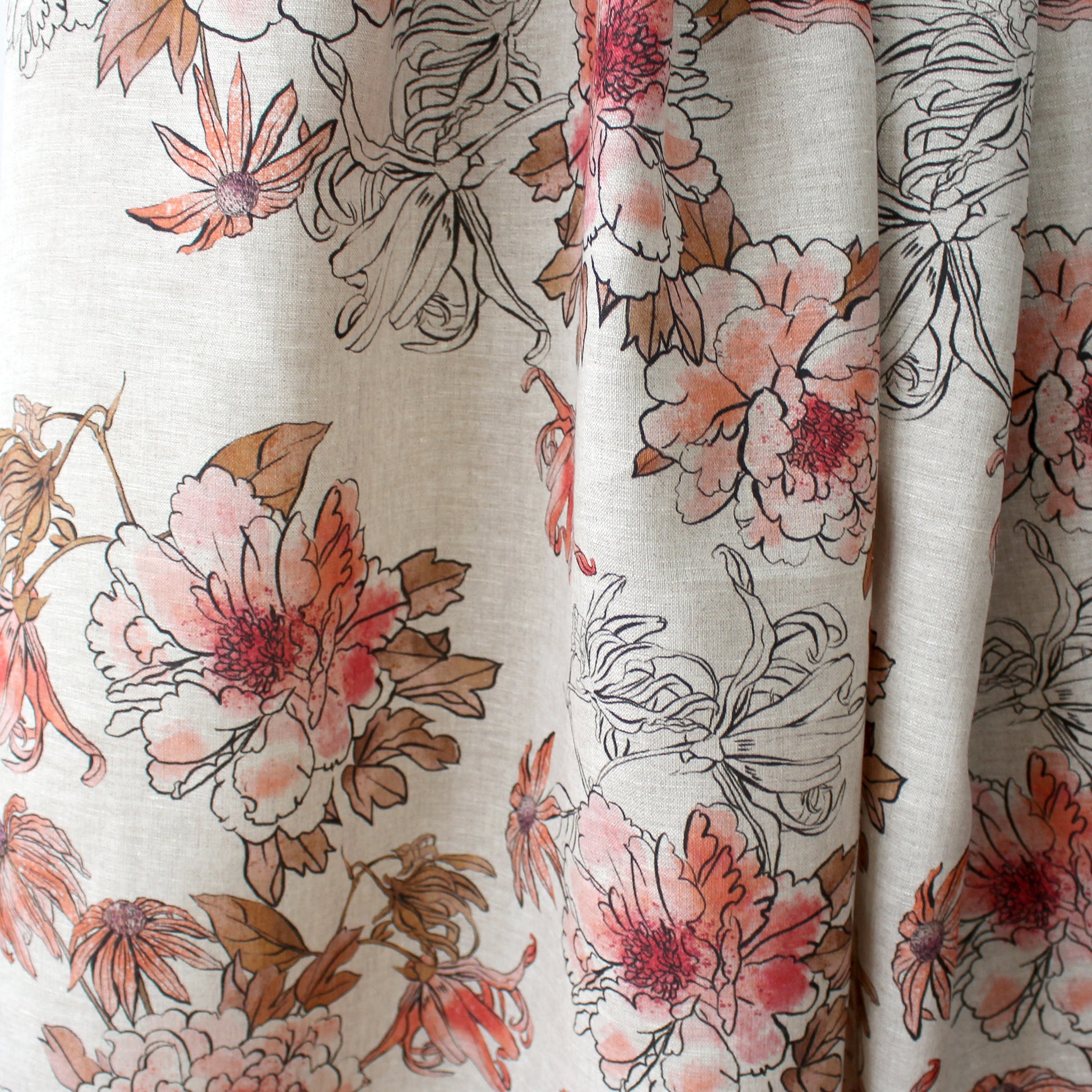 European 'midsummer garden' raw linen dressweight woven