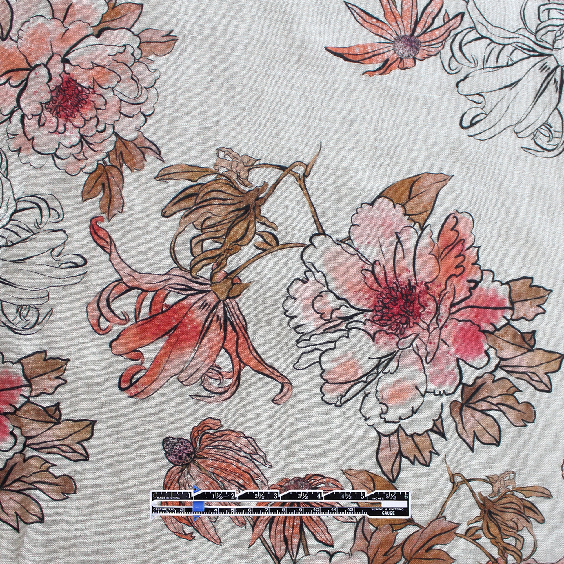 European 'midsummer garden' raw linen dressweight woven