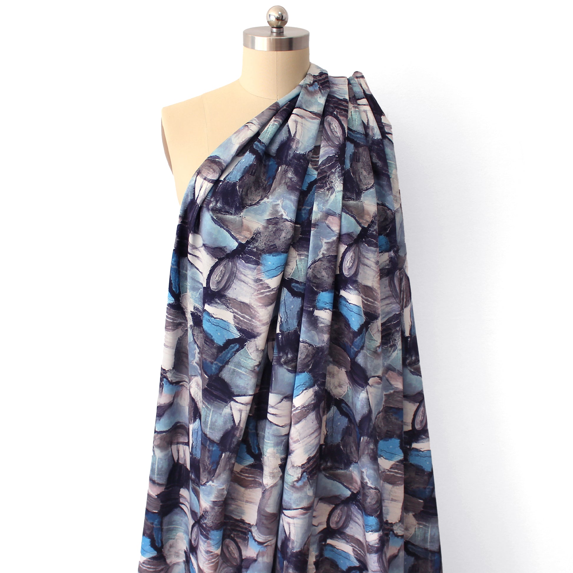 'coastal storm' stretch poly charmeuse