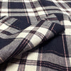 European metallic plaid linen stretch woven - navy