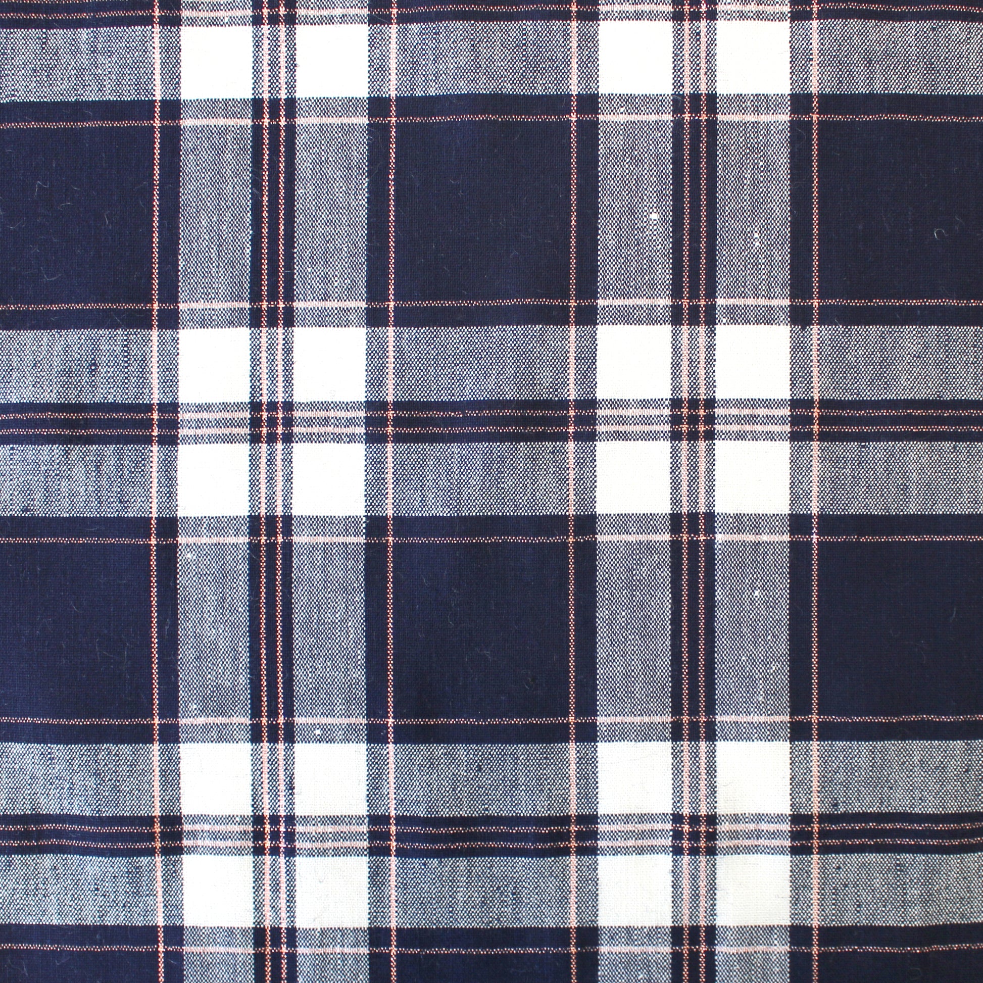 European metallic plaid linen stretch woven - navy