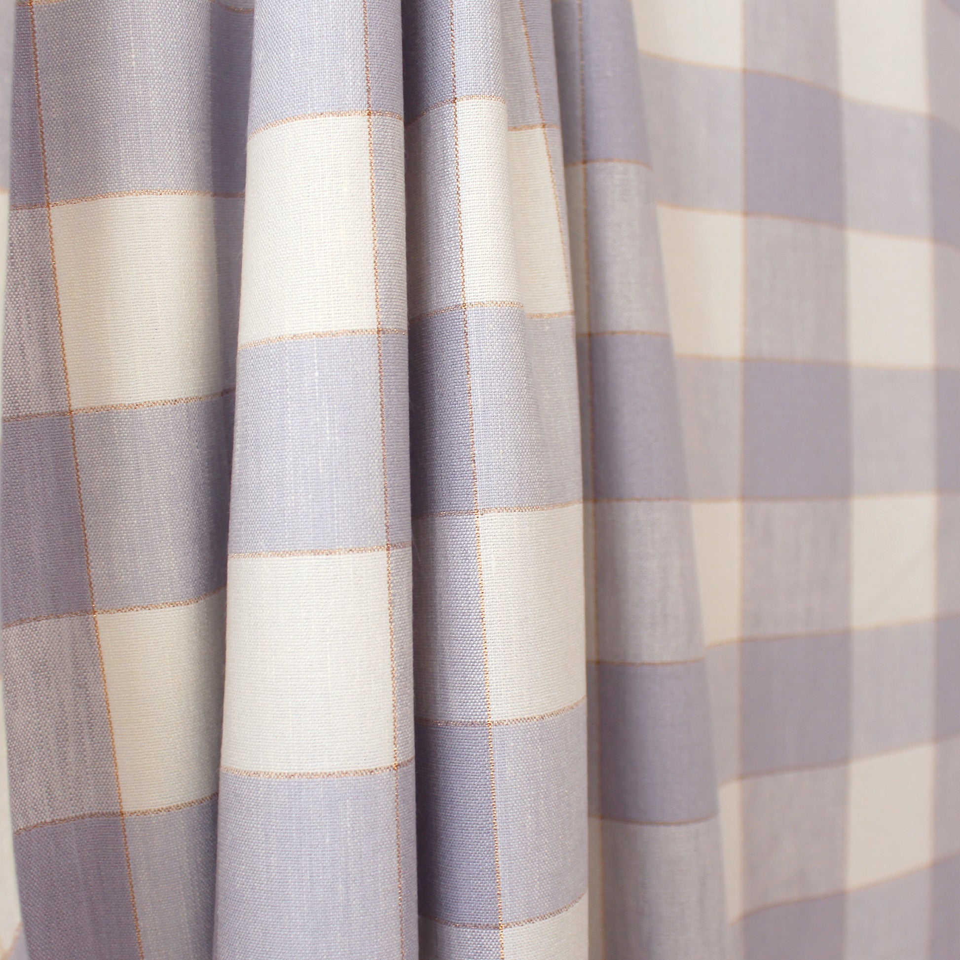 European buffalo check linen stretch woven - cool gray/rose gold