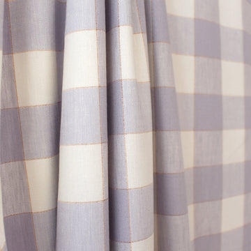 European buffalo check linen stretch woven - cool gray/rose gold