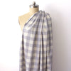European buffalo check linen stretch woven - cool gray/rose gold