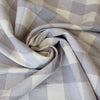 European buffalo check linen stretch woven - cool gray/rose gold
