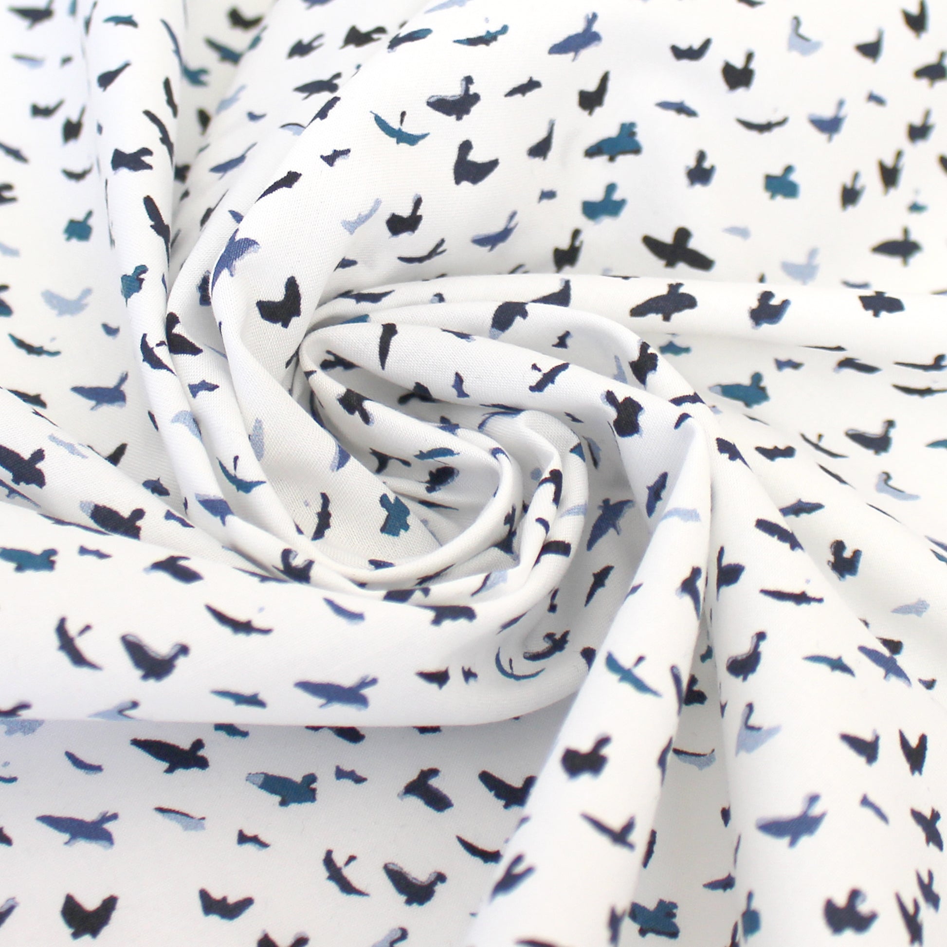 Italian 'petite birds' stretch cotton poplin