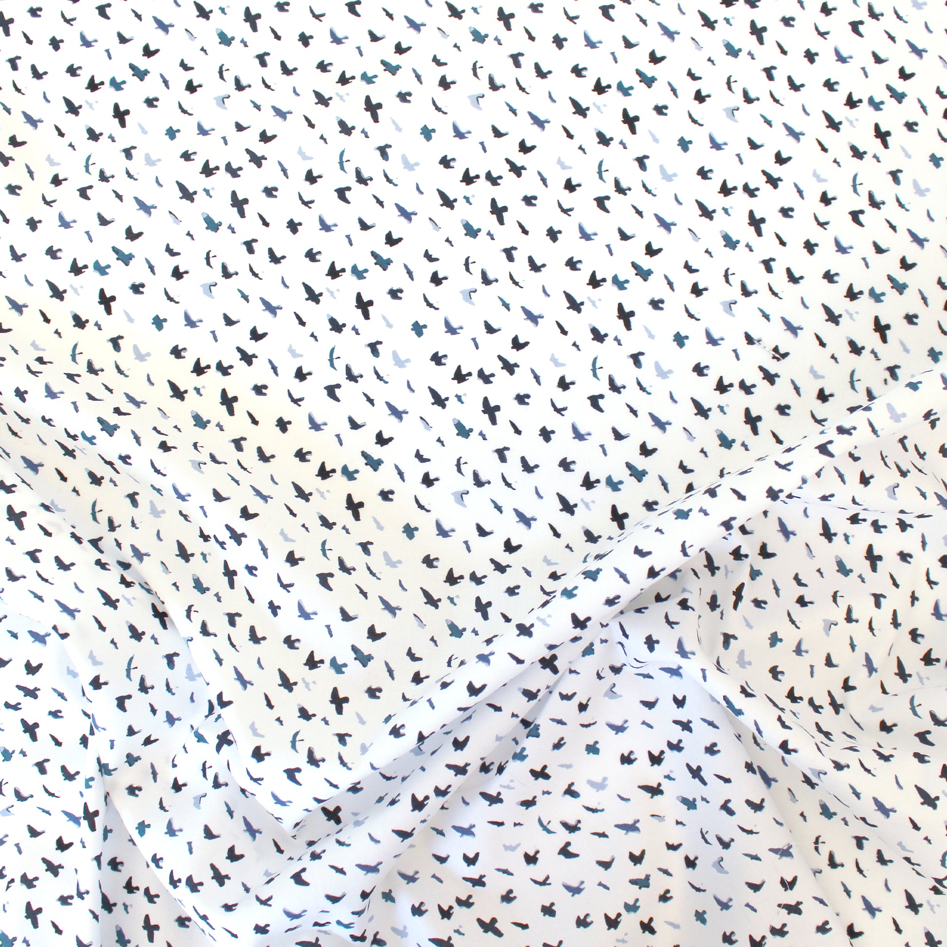 Italian 'petite birds' stretch cotton poplin