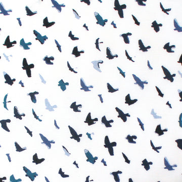 Italian 'petite birds' stretch cotton poplin