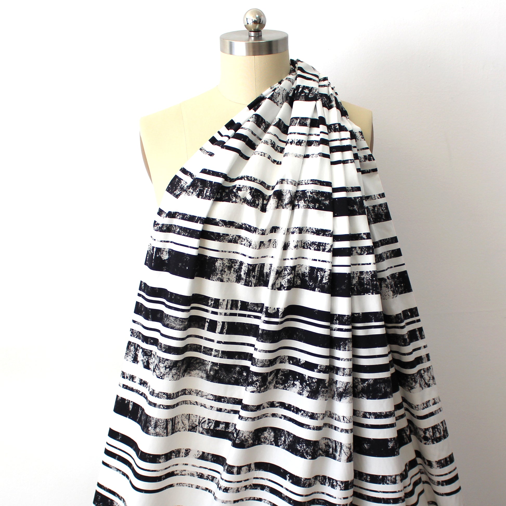 Italian 'trees behind stripes' stretch cotton shirting