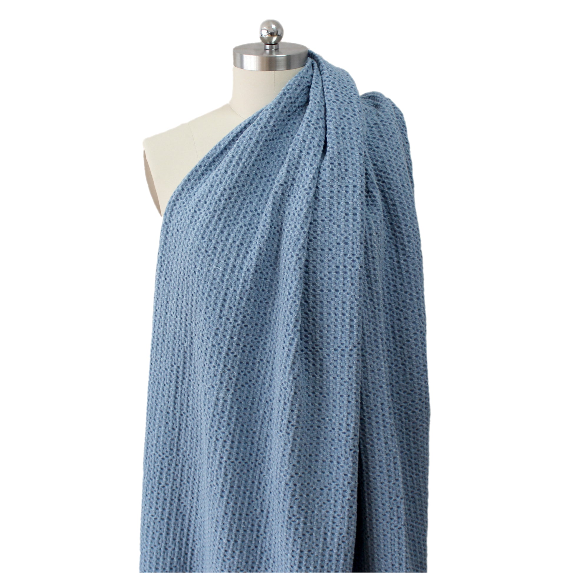 'Belgian waffle' textured cotton blend denim, Oeko-Tex cert.