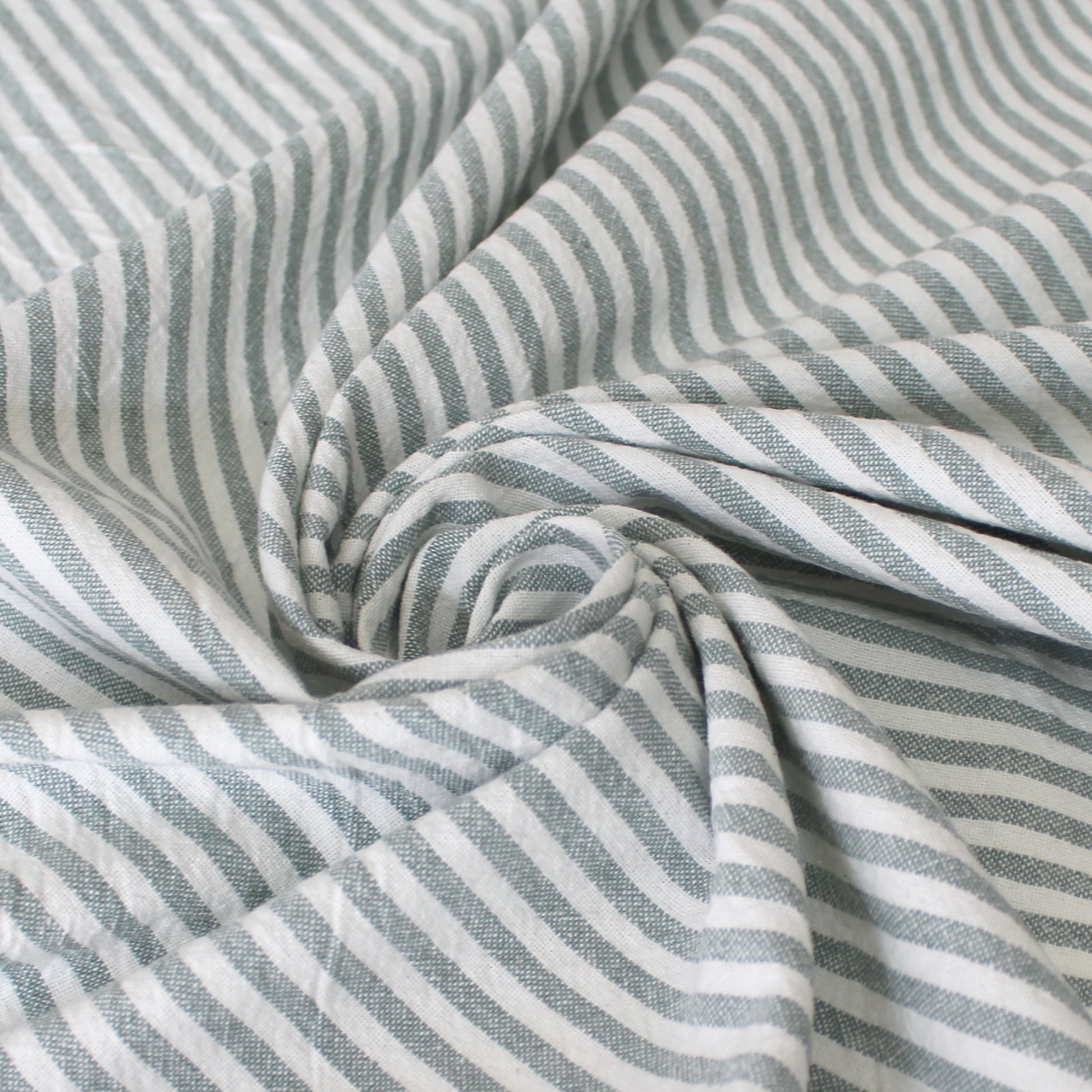 organic 'breton' stripe textured organic cotton woven - sea glass