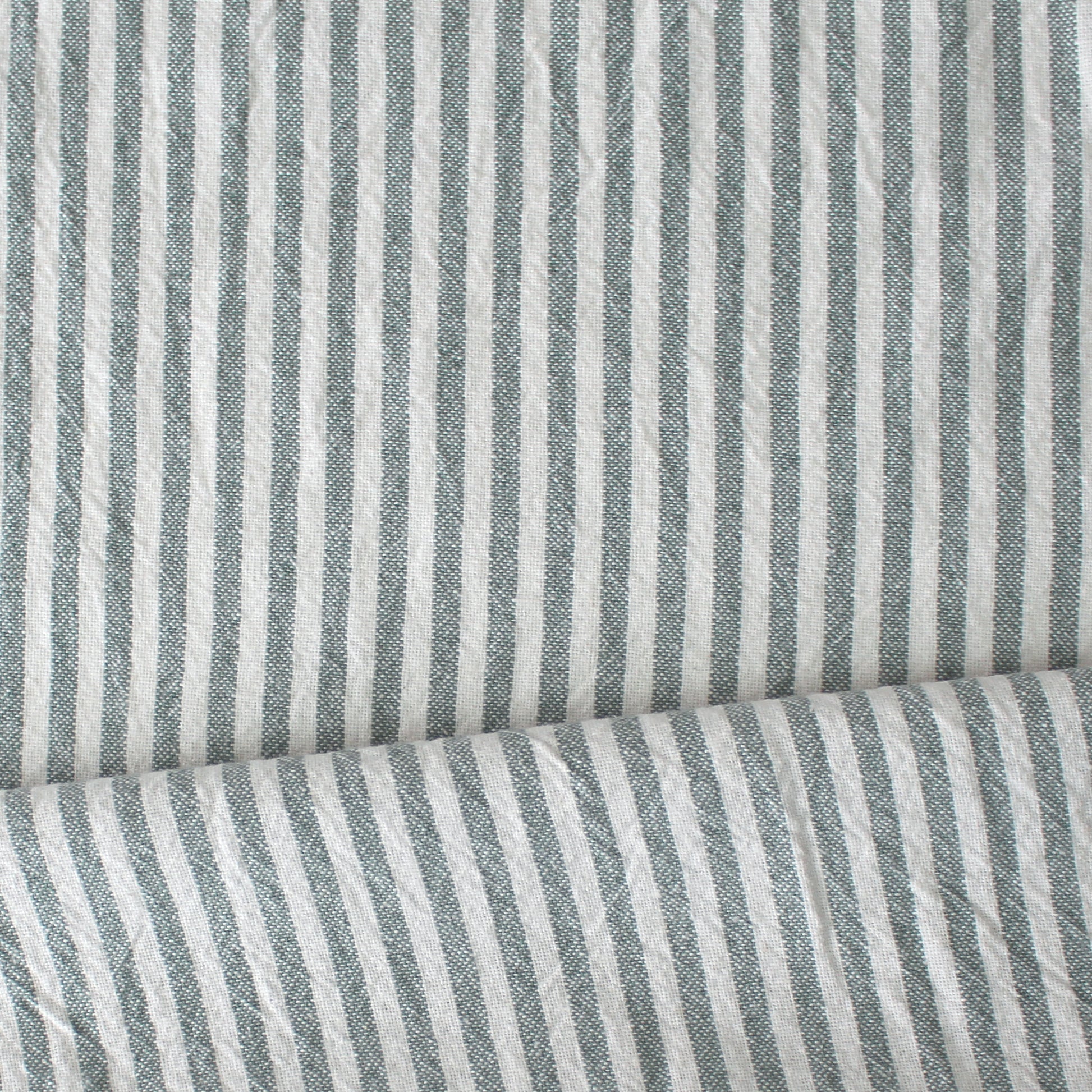 organic 'breton' stripe textured organic cotton woven - sea glass