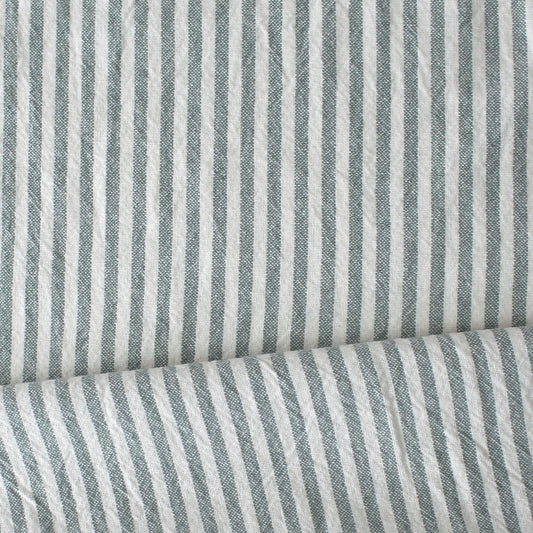 organic 'breton' stripe textured organic cotton woven - sea glass