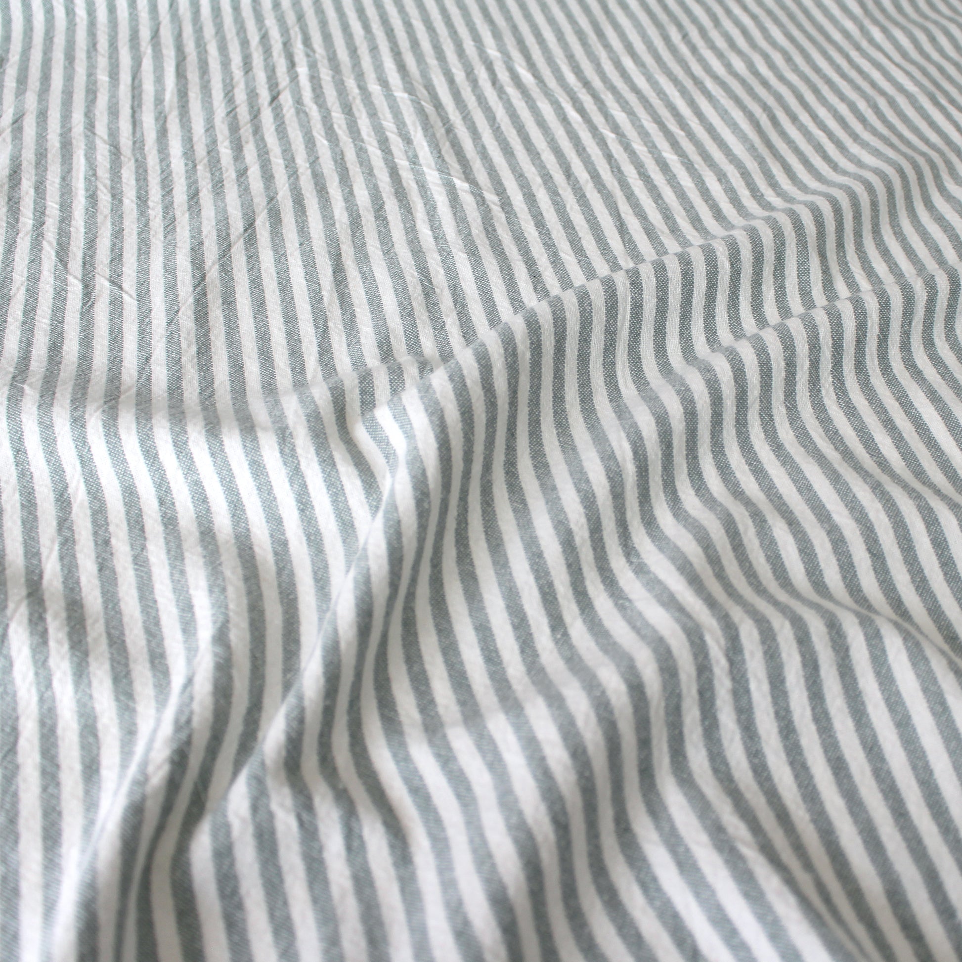 organic 'breton' stripe textured organic cotton woven - sea glass