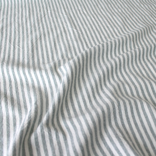 organic 'breton' stripe textured organic cotton woven - sea glass