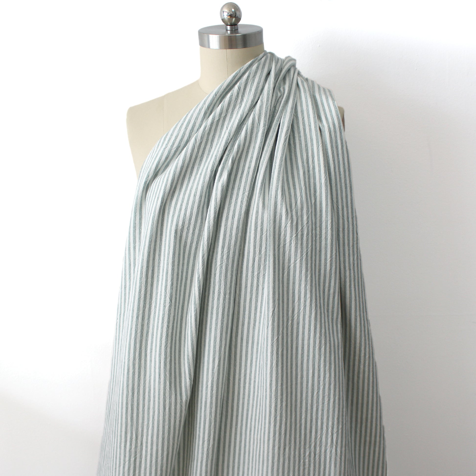 organic 'breton' stripe textured organic cotton woven - sea glass
