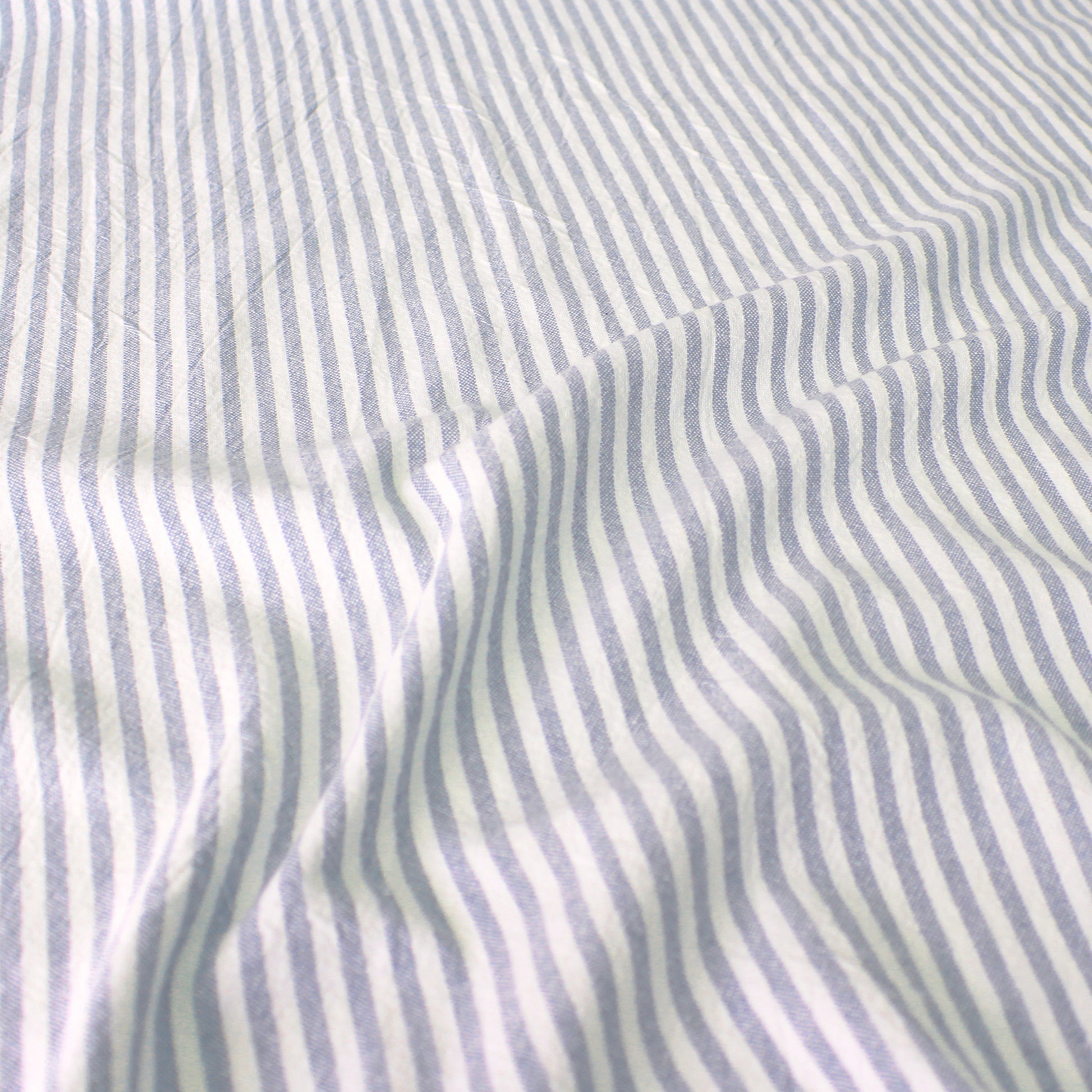 organic 'breton' stripe textured organic cotton woven - beachy blue
