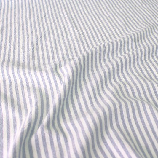 organic 'breton' stripe textured organic cotton woven - beachy blue