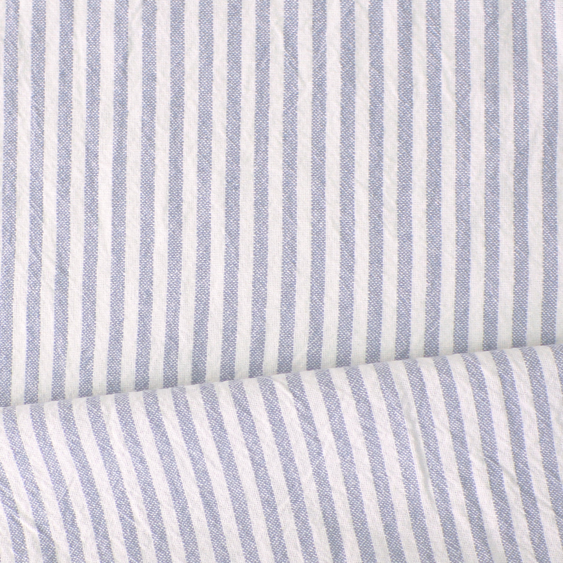 organic 'breton' stripe textured organic cotton woven - beachy blue