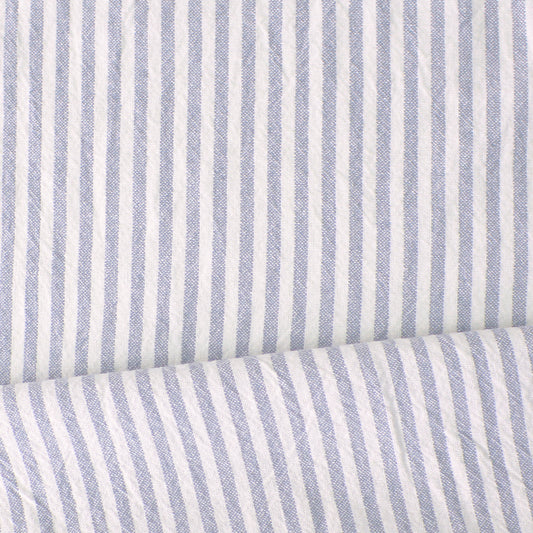 organic 'breton' stripe textured organic cotton woven - beachy blue
