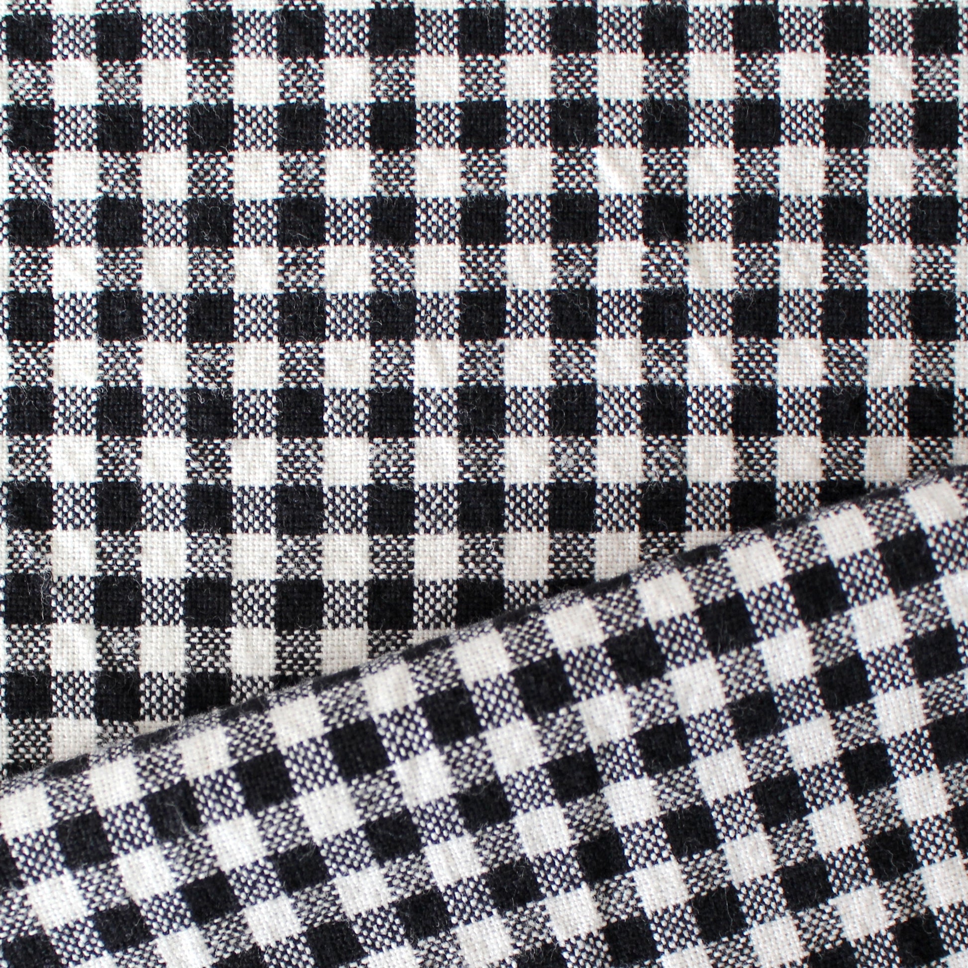 textured organic cotton woven gingham - black/white
