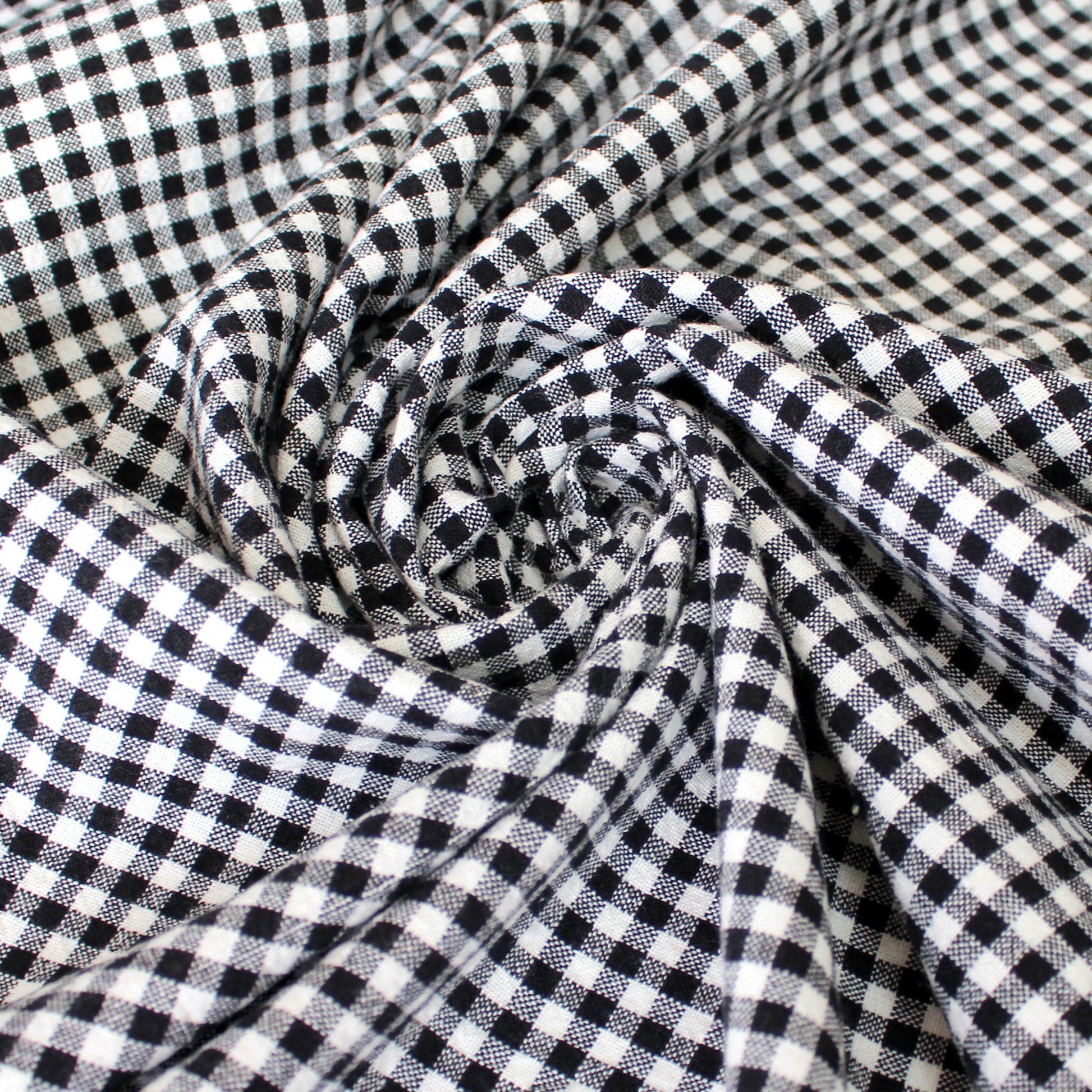 textured organic cotton woven gingham - black/white