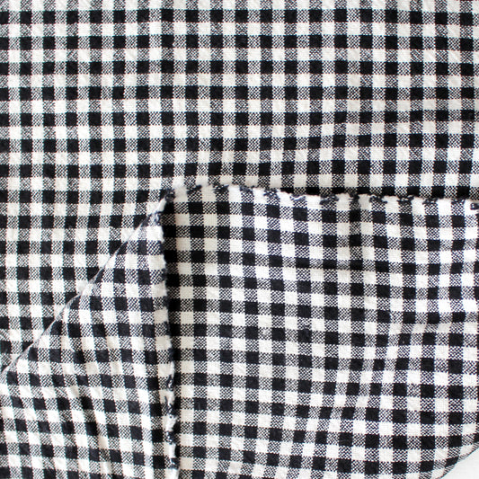 textured organic cotton woven gingham - black/white