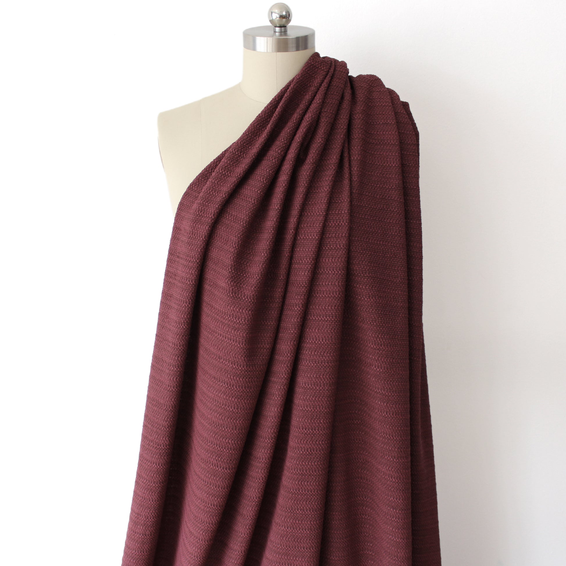 novelty weave stretch cotton blend suiting - burgundy