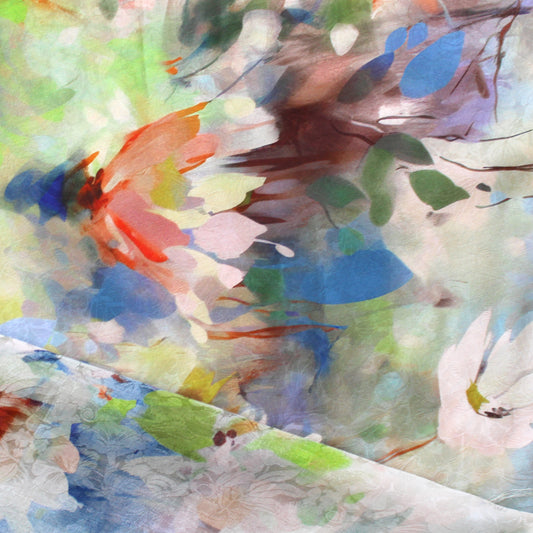 'plein air' silk/cotton blouseweight overprinted jacquard, Oeko-Tex cert.